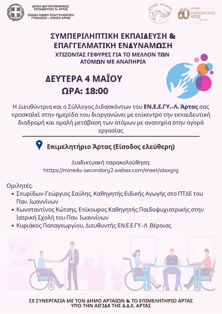 ΑΦΙΣΑ Συμπεριληπτική Εκπαίδευση & Επαγγελματική Ενδυνάμωση Χτίζοντας γέφυρες για το μέλλον των ατόμων με αναπηρία page